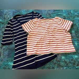 🌻Madewell and Cable and Gauge Striped Short Sleeve Top Bundle Junior Size Small